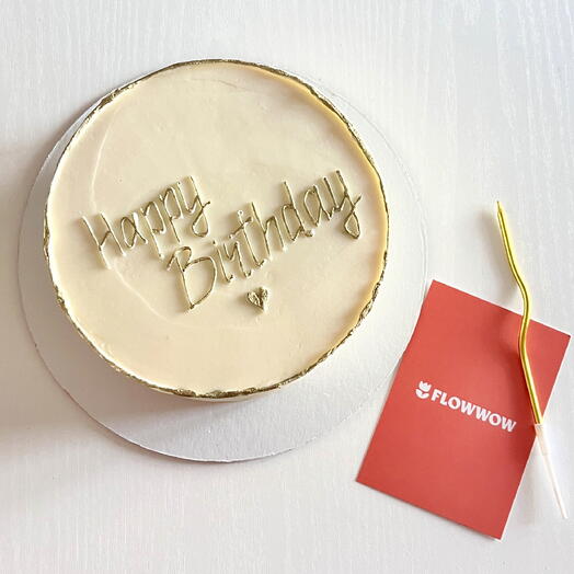 Бисквитный торт 1кг с золотой надписью «Happy birthday»