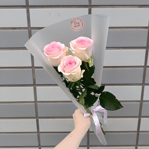 3 розы 🌸Розовая роза Букет роз
