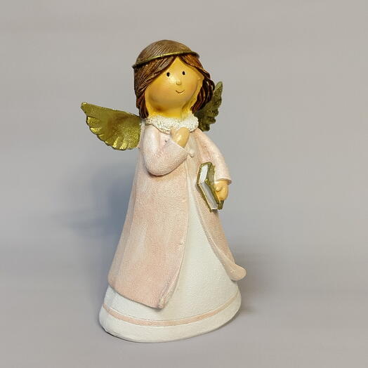 Статуэтка Ангела в розовом платье с книгой в руке, декор на пасху