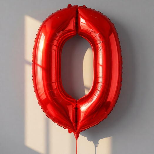 Фольгированная цифра «0» в красном цвете, 102 см