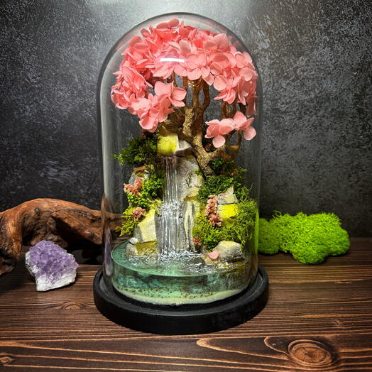 Флорариум из стабилизированных растений «цветущая сакура в Японии🌸» моссариум