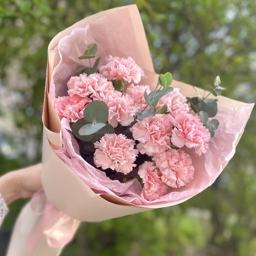 Эстетичный букет с розовыми диантусами 💓