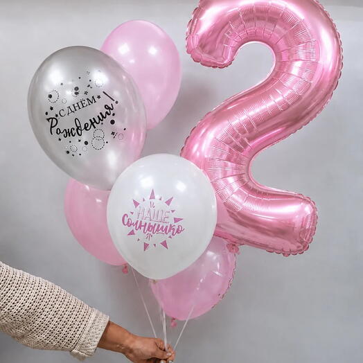 Нежный фонтан шаров «Яркий праздник» 🎈