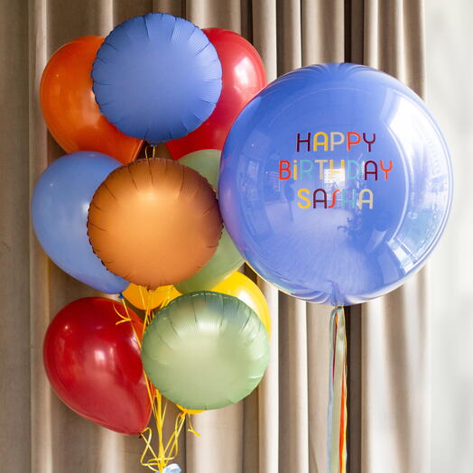 Набор: стеклянный шар и связка «Васильковый полдень» | 11 шаров, 2 груза