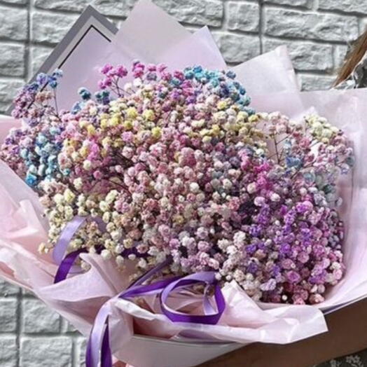 Разноцветный букет из воздушной цветной гипсофилы🌟
