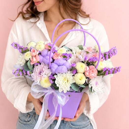 Лавандовый шарм💜 дофаминовая сумочка с цветами