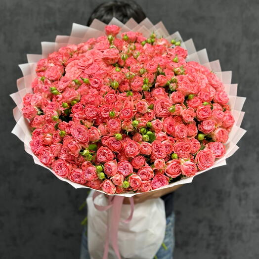 Букет кустовая роза коралловая