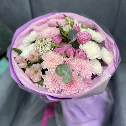 Букет сборный нежный с кустовой розой 🥰💞