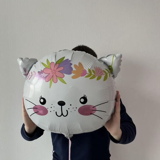 Шар кошка, котёнок с цветочным ободком
