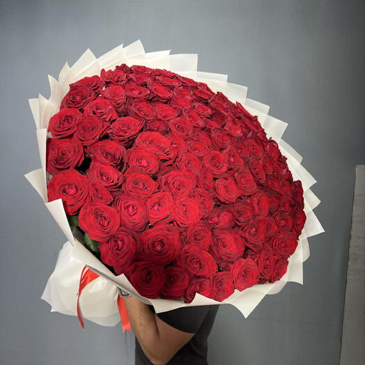 🌹БУКЕТ «БАРХАТНАЯ НОЧЬ»: 101 РОСКОШНАЯ РОЗА РЕД НАОМИ🌹