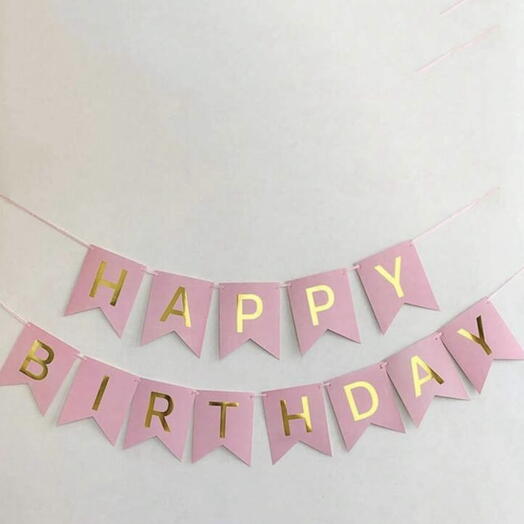 Гирлянда из флажков розовая Happy birthday