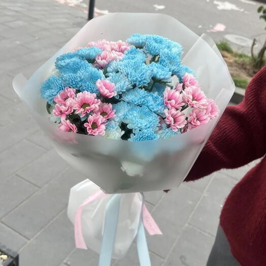 Неоновый вайб 🩵🩷Букет из кустовой сантини 😍 Хризантемы Хризанта Дофаминовый букет
