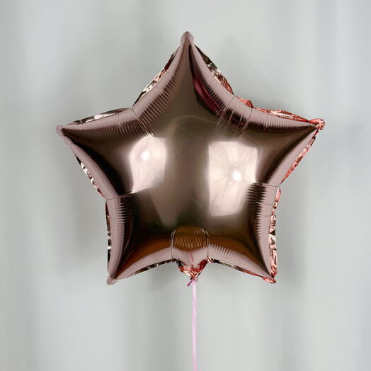 Шар звезда цвет розовое шампанское 41см с гелием. Helium balloon foil star rose gold 41cm