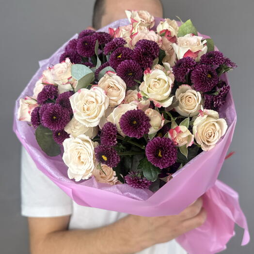 Черничный( 5797) кустовые розы,Сантини