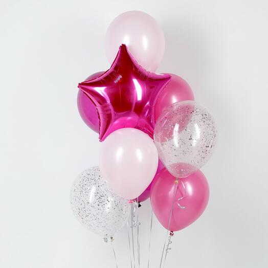 Fountain of helium balloons "Scarlet" of 9 pieces