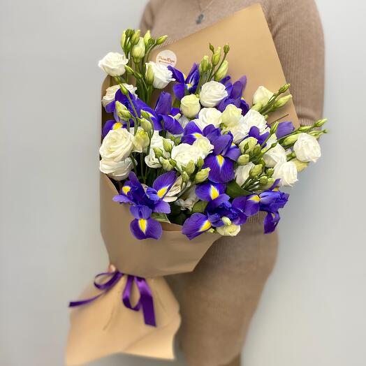 Bouquet with irises and eustoma