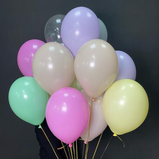 Cascada de 15 globos de helio multicolores