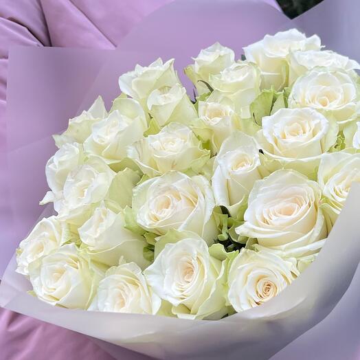 Bouquet of 25 white roses (mono 035)