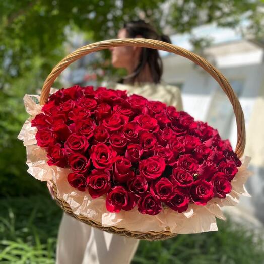 🔥Basket 101 red roses🔥