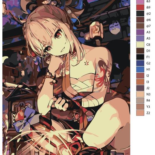 Картина по номерам S165 "Компьютерная игра - Genshin Impact (Геншин Импакт).  Ёимия" 60x90