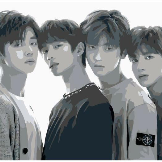 Картина по номерам V-113 "K-pop группа TXT" 50х70