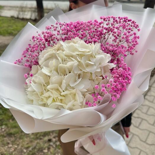 Bouquet with hydrangea and gypsophila