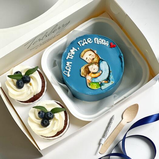 Conjunto de pastel de Bento y cupcakes de papá