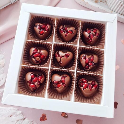 Гранат в шоколаде 9 конфет сердце для любимого,мужу