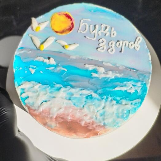 Бенто торт "Чайки, море, солнце"