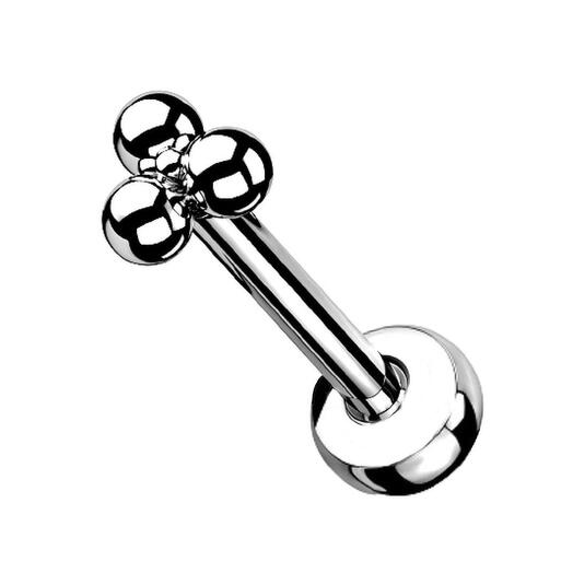 TIT-LR-019 Пирсинг лабрет из титана серебристый с шариками