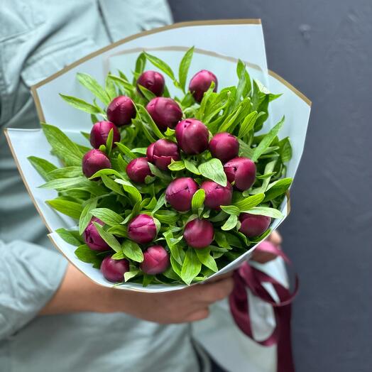 The burgundy peony is seasonal