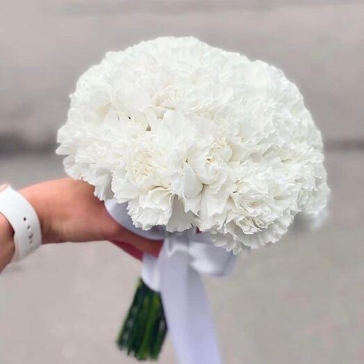 Ramo de novia "nube Delicada" de Dianthus blanco (claveles)