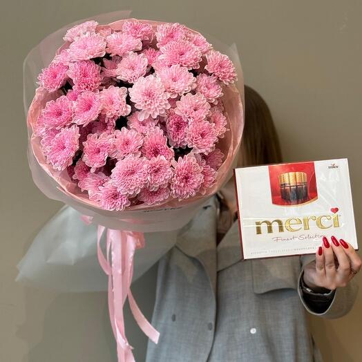 Комбо из 9 веток хризантемы и мерси