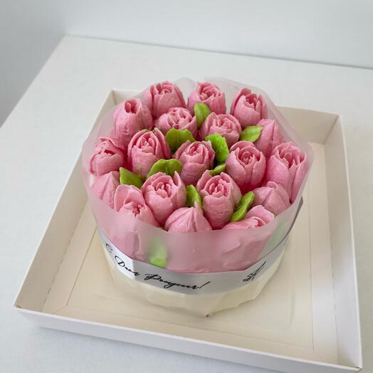 Pastel de cumpleaños Bento tulipanes