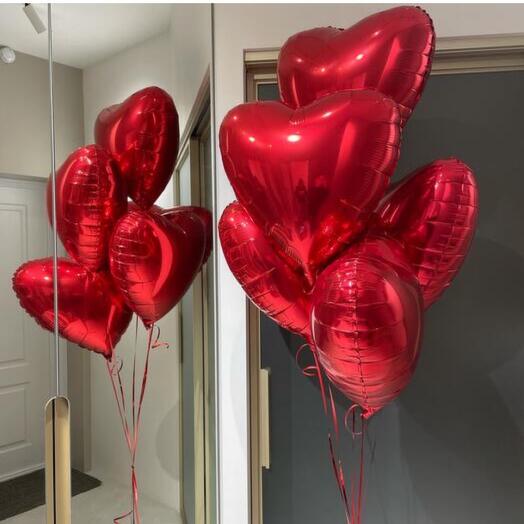 Воздушные шары сердца пять штук
