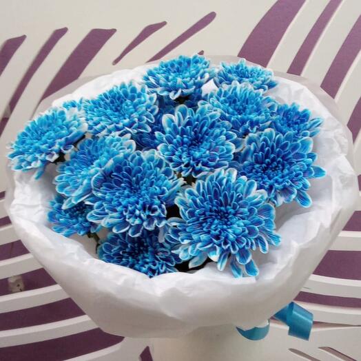 Mono Bouquet of bush chrysanthemums ,Sea blues ‘