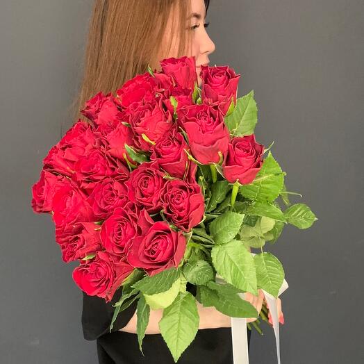 Букет из 25 красных роз 40см