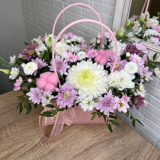 Handbag with Pink flowers