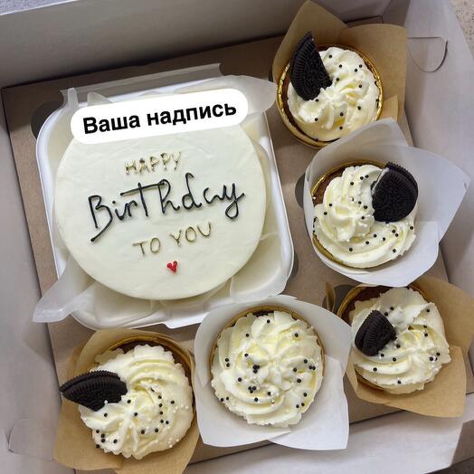 Набор бенто торт и 5 капкейков Орео на день рождение