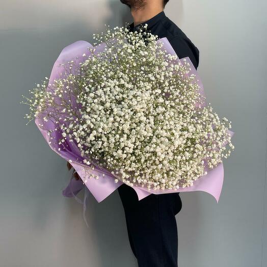Bouquet of 11 white gypsophila trees in a design 58 cm