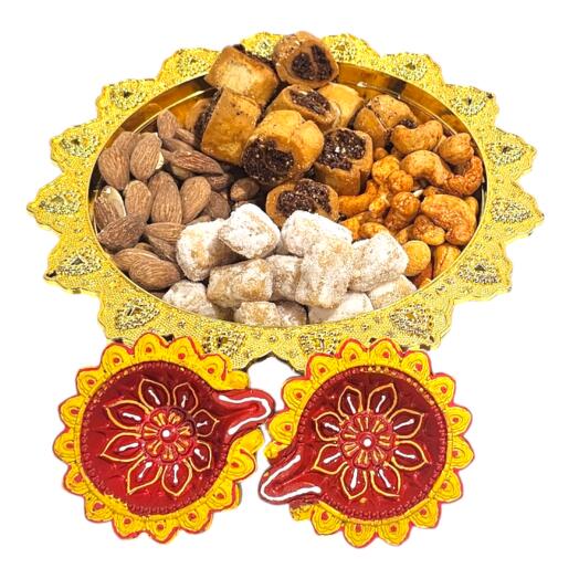 Diwali Nuts and Sweets Tray