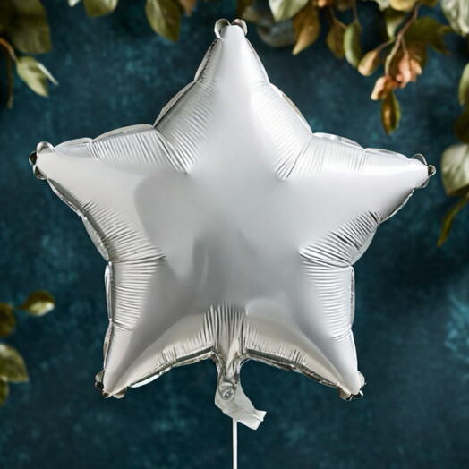 Шар Звезда гелий белая. Star helium foil white