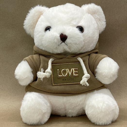 Мишка в худи LOVE белый