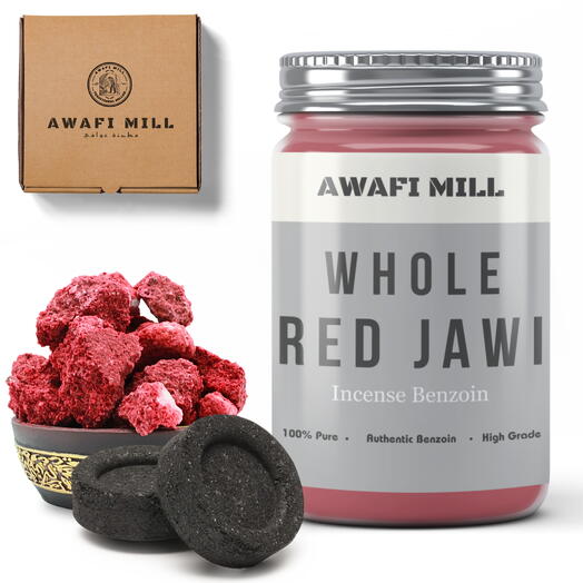 AWAFI MILL Red Jawi Incense | Charcoal Tablet - Bottle of 100 Gram with 20 Charcoal Piece