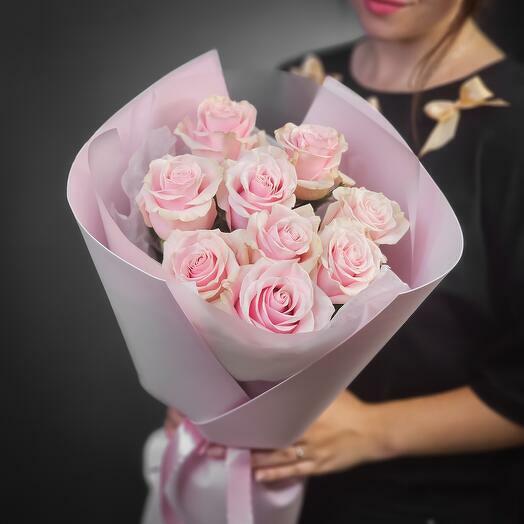 Delicate Bouquet of Pink Mondial Roses-1100