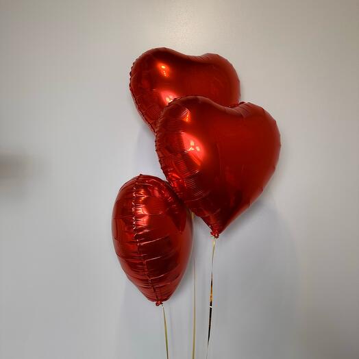 Set of three red Heart balls