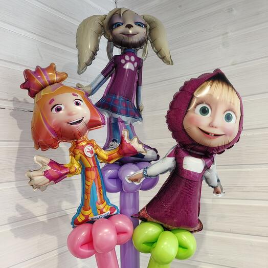 Шар - игрушка мини фигуры Симка, Роза и Маша