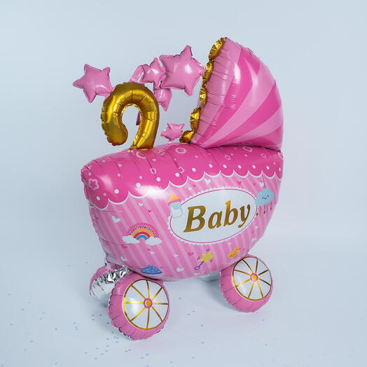 Воздушный шар ЭТО ДЕВОЧКА (ВОЗДУХ) коляска розовая. Foil balloon ITS A GIRL (AIR) pink stroller