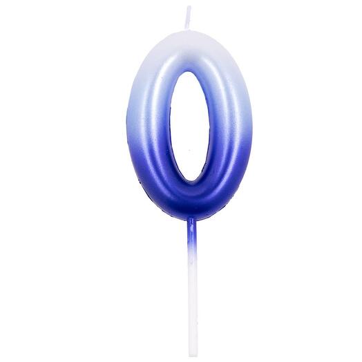 Свеча-цифра "0" сине-белая 6см