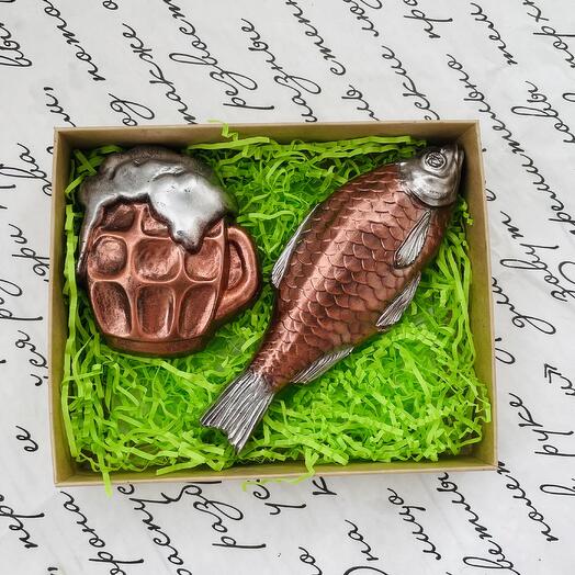 Шоколадный набор бокал пива+вобла 140гр